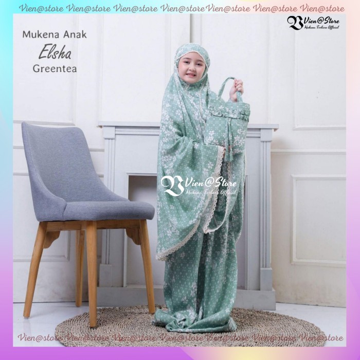 Mukena Anak Mukena Anak usia 8 9 10 11 12 tahun rayon premium adem lucu LILAC - GREENTEA rayon premi