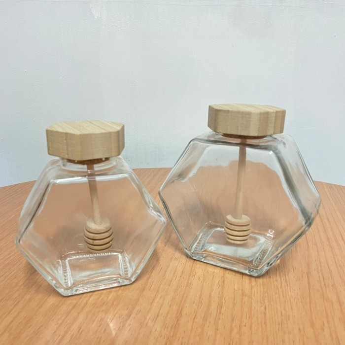 KP75 KEMASAN BOTOL KACA MADU HEXAGONAL Hexagonal Honey Glass Jar PRODUK TERBATAS