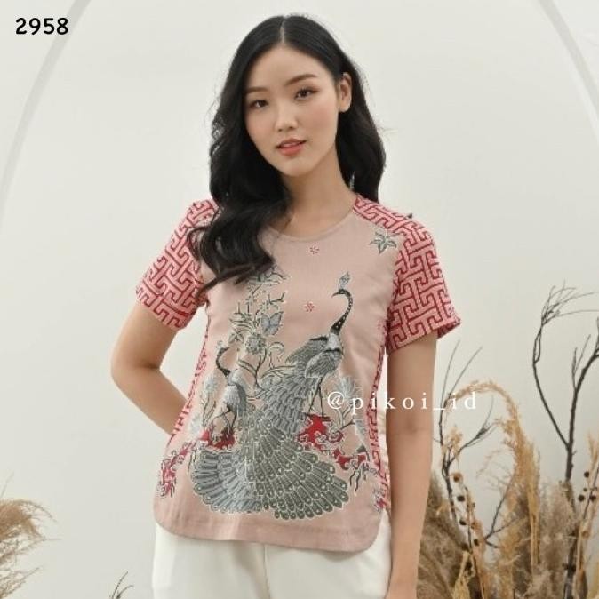Atasan Baju Batik Modern Lengan Pendek / Seragam Batik Kantor Wanita