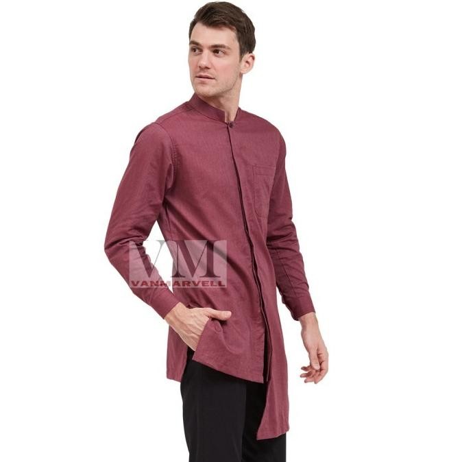 VM GAMIS MERAH MAROON BAJU KOKO JUMBO PRIA MAROON GAMIS PAKISTAN