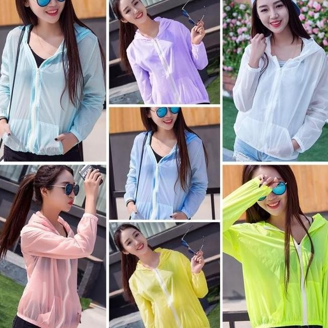 JAKET TRANSPARAN KOREA HOODIE WANITA PARASUT FASHION SPORT TERJAMIN