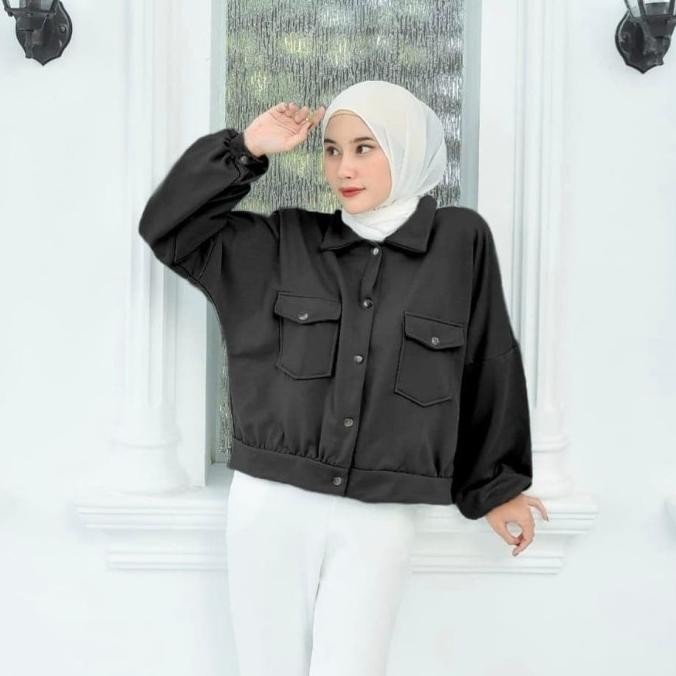 JAKET LINEN LENGAN PANJANG WANITA KEKINIAN