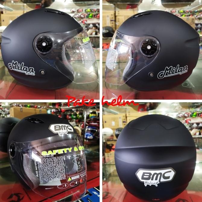 Helm Bmc Milan Hitam Doff Bmc Half Face