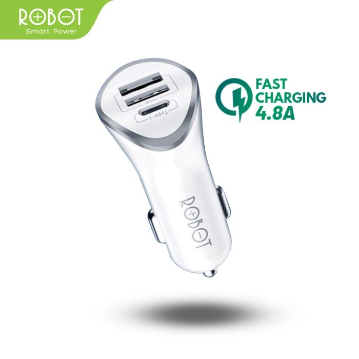 ROBOT RT-C08 Car Charger Colokan Mobil - 3 Port USB & Type C
