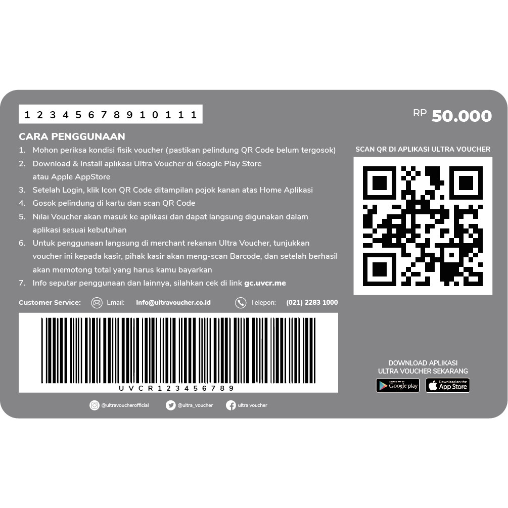 NEW (UVGC NO PIN) ULTRA VOUCHER GIFT CARD RP. 50.000
