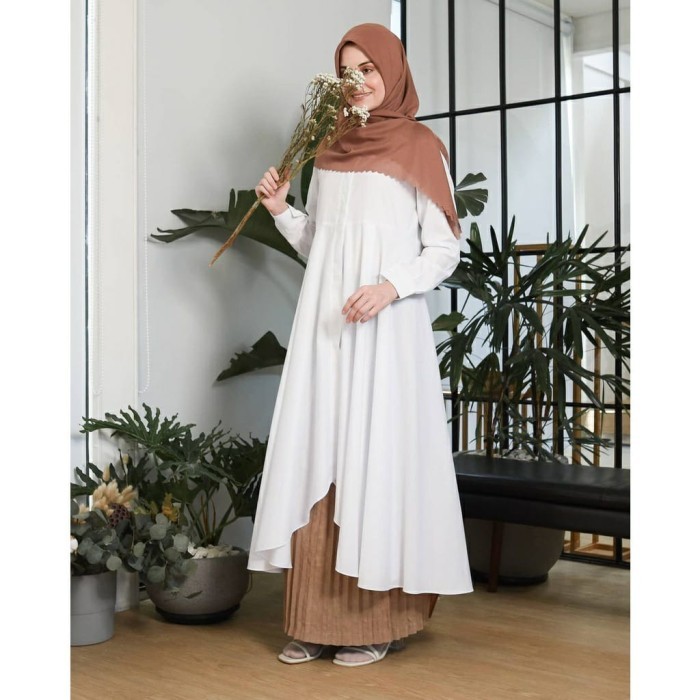 Tunik Long tunik -Tunik - Jumbo - Tunik Wanita Tunik Putih - Atasan Tunik - Putih, S premium premium