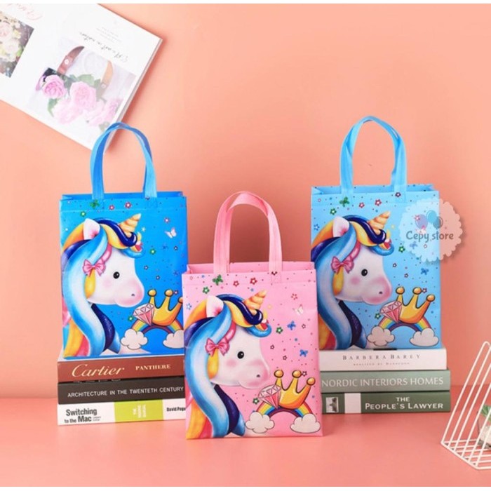 +%+%+%] Tas Souvenir Ulang Tahun Anak / Goodie Bag / Tas Ulang Tahun Unicorn-M