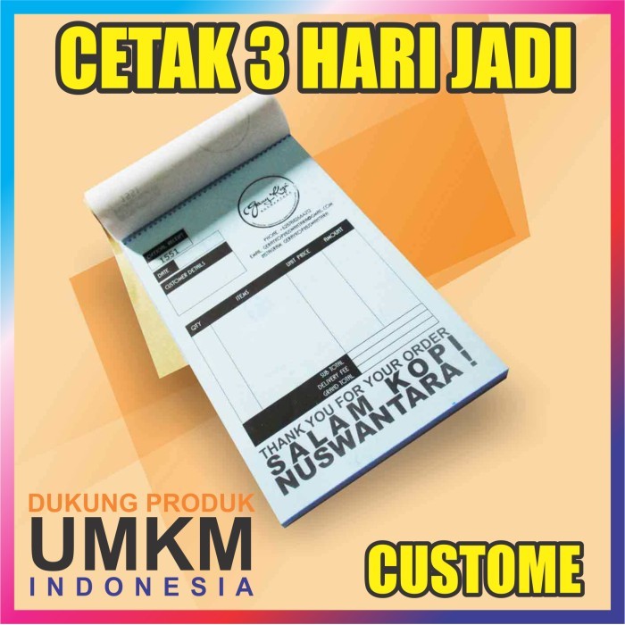 

Ready Cetak Nota 1 rim 2 Ply / Rangkap ( Custom NCR INVOICE BON ) 2ply 1rim