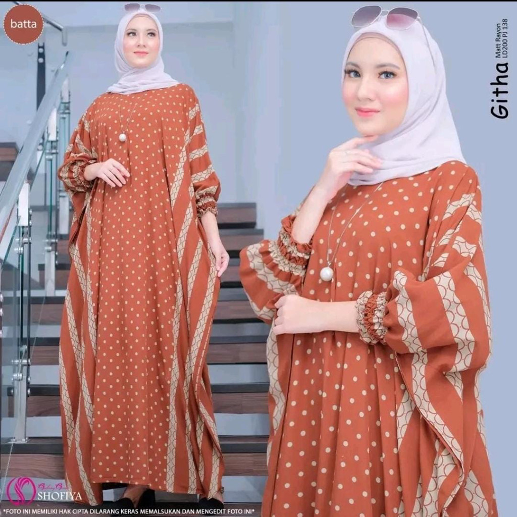NEW Anggi Home Kaftan Rayon Super Jumbo XXXL Busui Resleting Motif Polkadot / Kaftan Wanita / Gamis