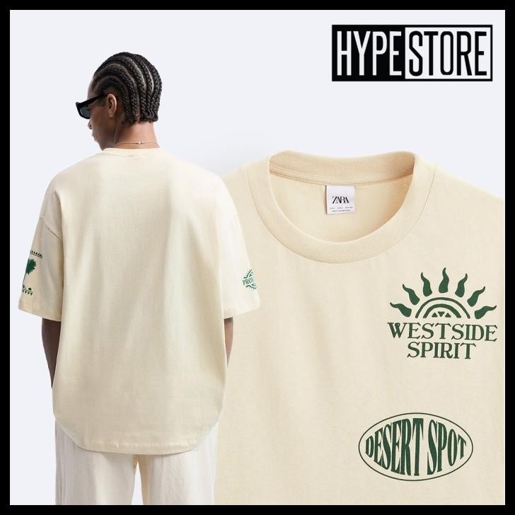 terbaru zara men graphic t-shirt earth tone collection best seller