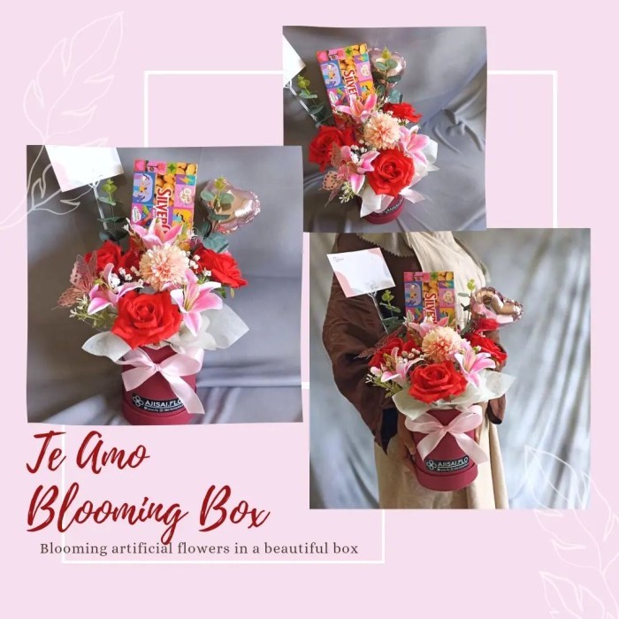

KADO VALENTINE BLOOM BOX SNACK BOX FLOWER BOX COKLAT