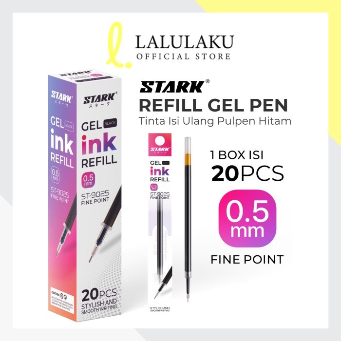 

Isi Ulang Tinta Refill / Gel pen Refill Hitam 0.5 mm Isi 20pcs