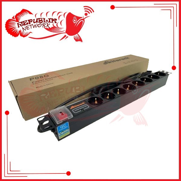Kitarack P08G 1U Rackmount PDU 8 Outlet1U 8 Outlet Germany Socket 19"