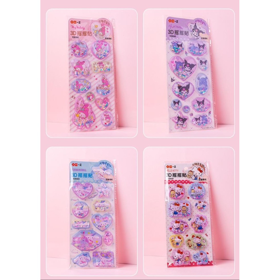 

STIKER KUROMI SANRIO 3D WATER SEAL / STICKER CINAMOROL ISI AIR MANIK / STIKER AIR GLITTER ANAK 3D