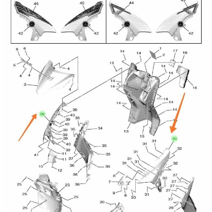 Panel Cover Sayap Luar Kanan Mio Gear 125 Biru Nevi B3W-F835V/U-00-P7 Baru