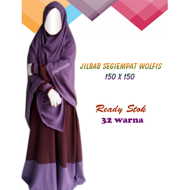 Khimar Wolfis Jumbo/ Jilbab Segiempat Wolfis 150X150/ Khimar 150X150