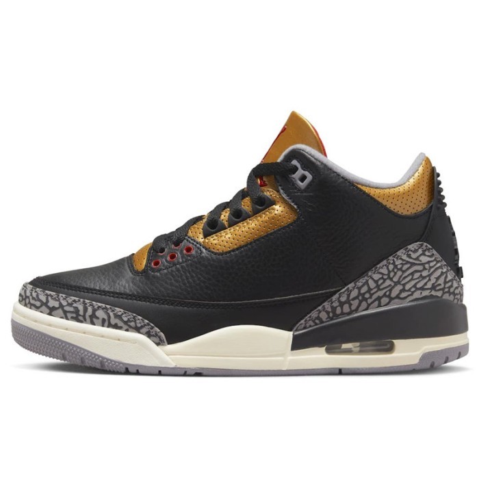 TERBARU Sepatu Basket Wanita Air Jordan 3 Retro Women's Black Gold CK9246-067
