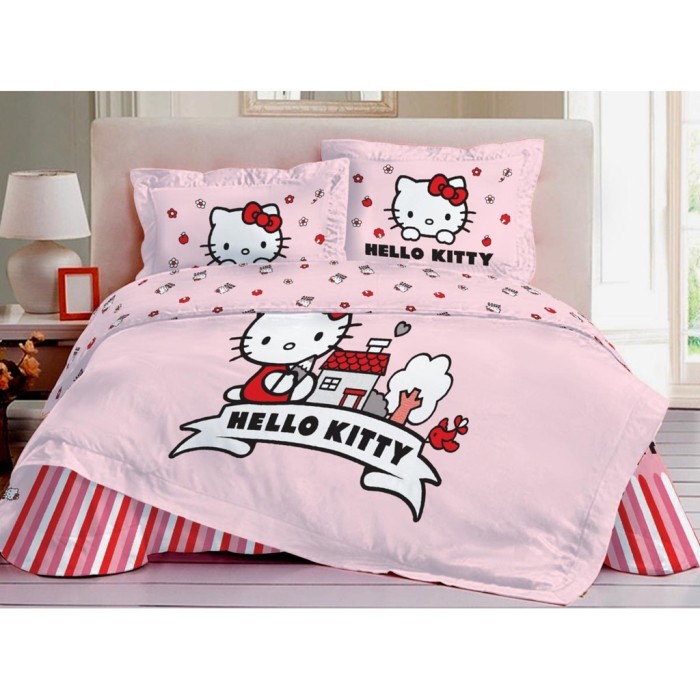 Bed Cover Hello Kitty Single Motif Apple Katun