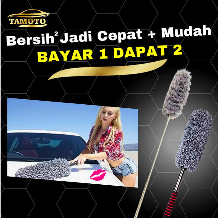 Kemoceng Mobil microfiber teleskopik anti gores panjang untuk pembersih debu mobil motor rumah