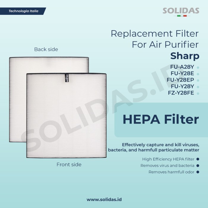 TERLARIS Replacement Filter Air Purifier Sharp FU-A28Y / HEPA Filter