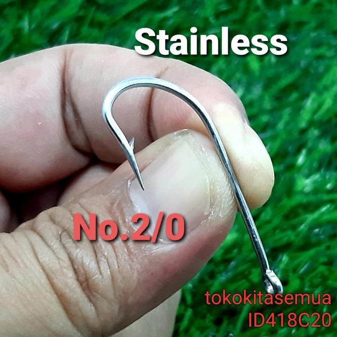 ------] Mata Kail Pancing Stainless Steel Nomor ukuran 2/0 ID418C20