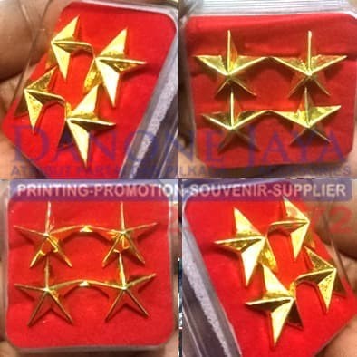 pin 3 dimesi bintang dua timbul tni polri baret atau kerah baju