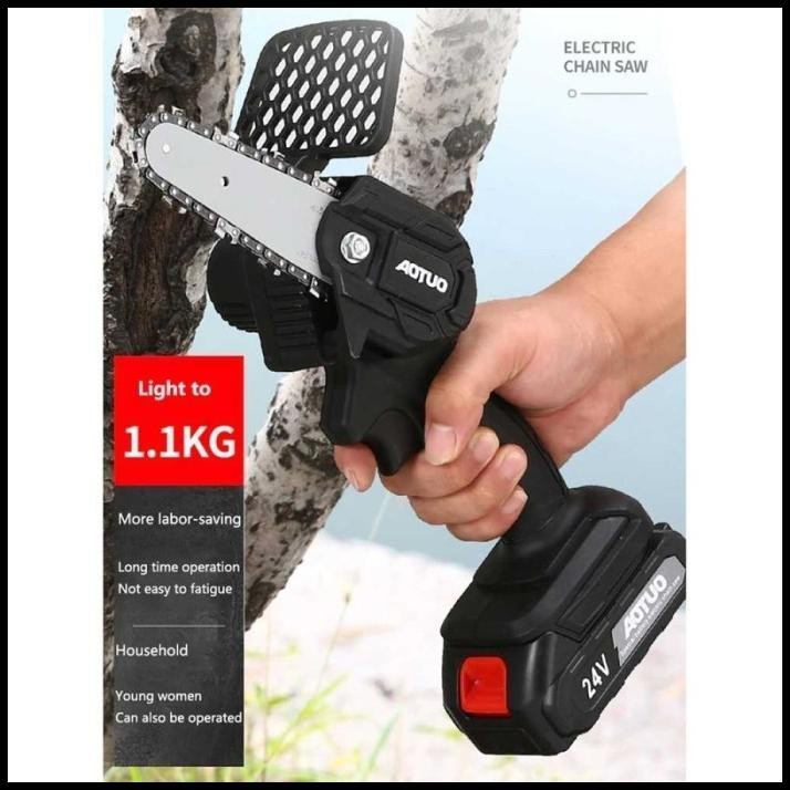 Gergaji Mesin Listrik Kayu Pohon Mini Cordless Chainsaw Baterai Senso