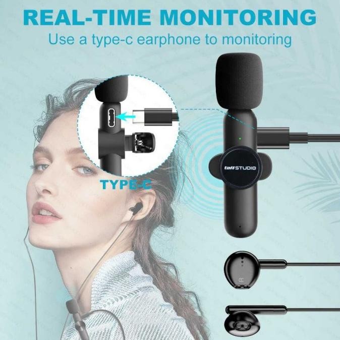 Microphone Jepit Wireless 2 Mic Clip On HP Smartphone USB Type-C