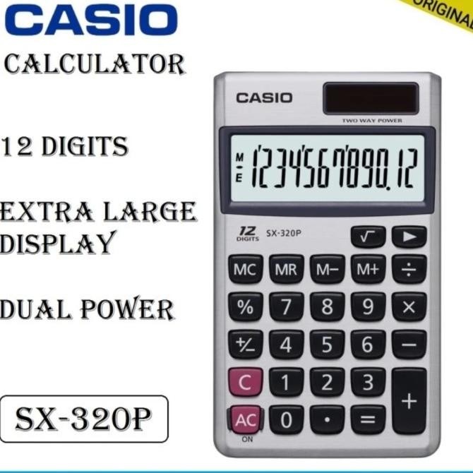 

NLD-1419 CASIO SX-320P Kalkulator Saku 12 Digit / Calculator Pocket SX320P Hemat