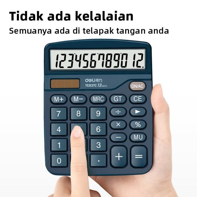 

KT78 Deli Desktop Calculator / Kalkulator Meja 12 Digit Dual Power TE837C Berkualitas