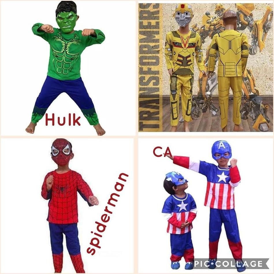 murah Baju topeng size 4 dan 6 / baju kostume anak superhero captain america, batman, ultraman, hulk