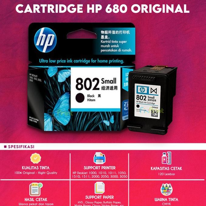 HP 802 Color CH562ZZ Cartridge Tinta Printer Deskjet 1000 1010 1050