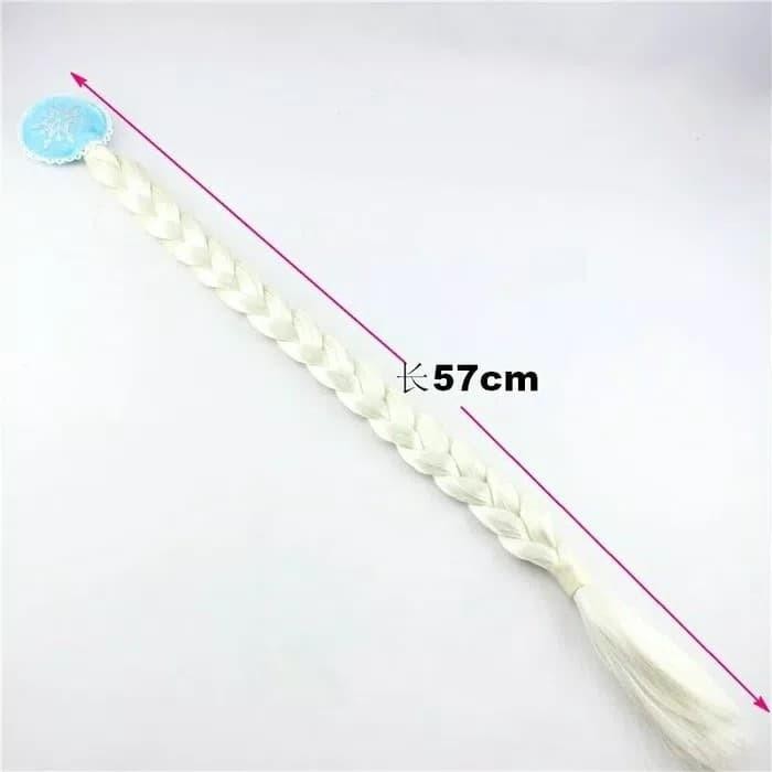 Baju Dress Elsa Frozen + Jepitan Rambut Kepang