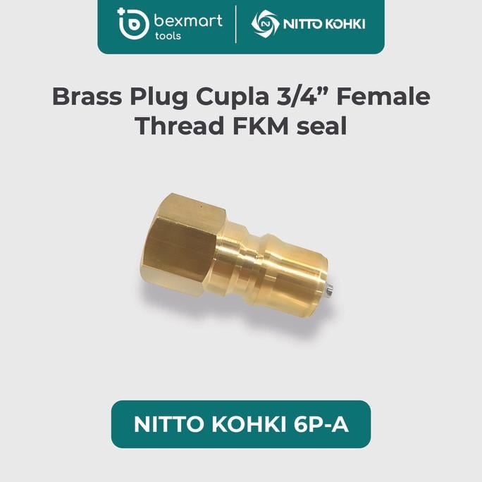 Baru Nitto Kohki 6P-A BRASS Plug Cupla 3/4 inch female thread FKM seal bex90 Kualitas Baik