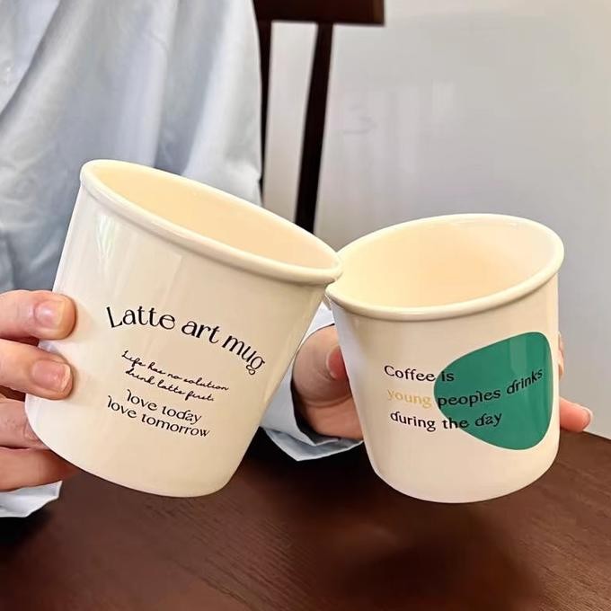 LATTE ART MUG/Gelas Kopi Estetik/Gelas Keramik Estetik/Aesthetic Glass JS01