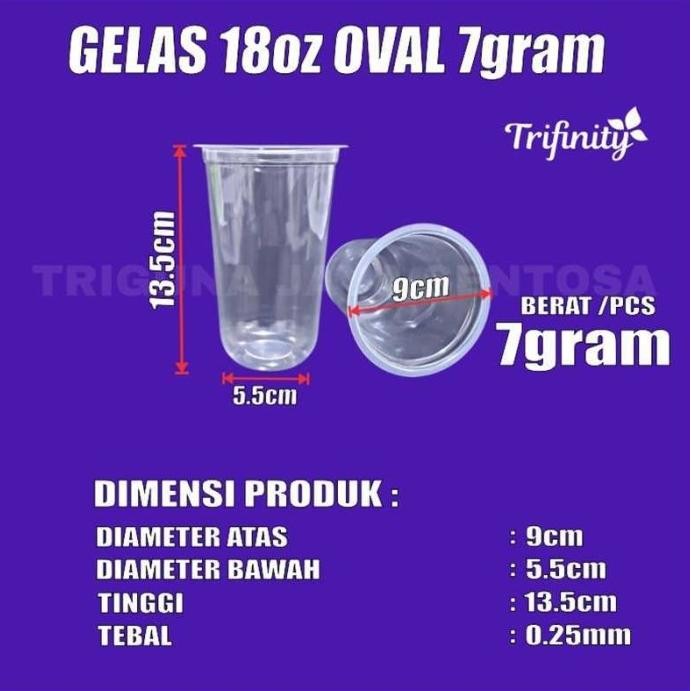 New Gelas Oz Plastik Oval 12Oz 14Oz 16Oz 18Oz 22Oz Pack Cup Pop Ice Medan - Tutup Cembung