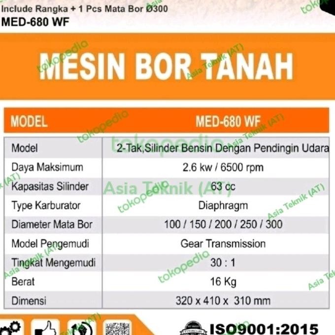 Mesin Bor Tanah Biopori Matsumoto Med 680 Wf + Mata Bor 100 Mm