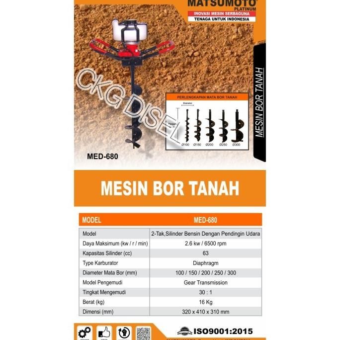 Terhemat Mesin Bor Tanah Matsumoto Eart Auger + Mata Bor 100 Mm 4 Inch