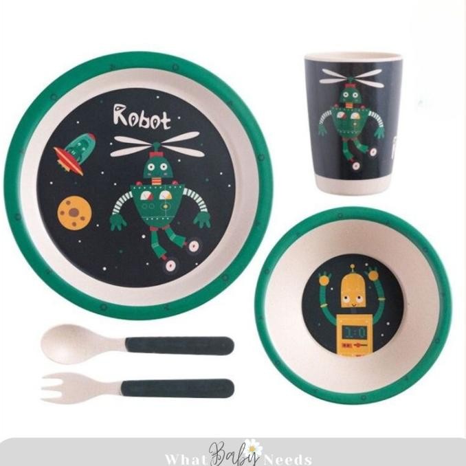 Car Kid Bamboo Fiber Tableware / Alat makan anak set / Piring makan h56j