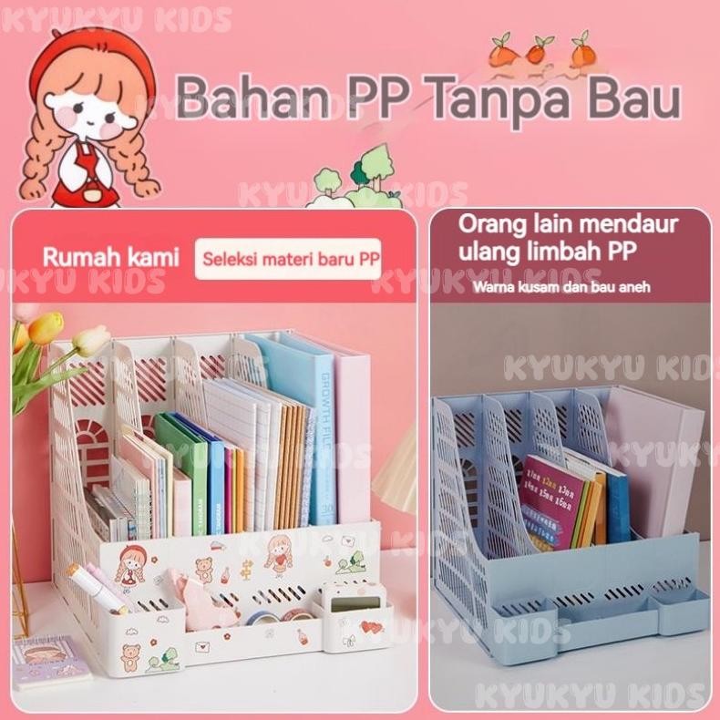 

SPECIAL Kyukyu Kids [GARANSI 1 TAHUN] Rak Buku Rak Penyimpanan (Sticker Free) Box File file organizer desktop organizer Rak Buku dengan tempat pena Rak Buku Bahan Plastik Tebal Untuk Meja Kantor atau Meja Belajar / Rak Pena / Organizer File / Rak Buku K3