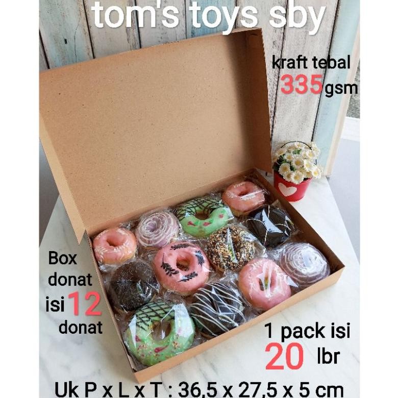 

ORIGINAL Box Dus Kotak Kemasan Donat isi 12 Kraft paper 335 gsm full laminasi tahan minyak ( 1pack isi 20 box ) ede-78