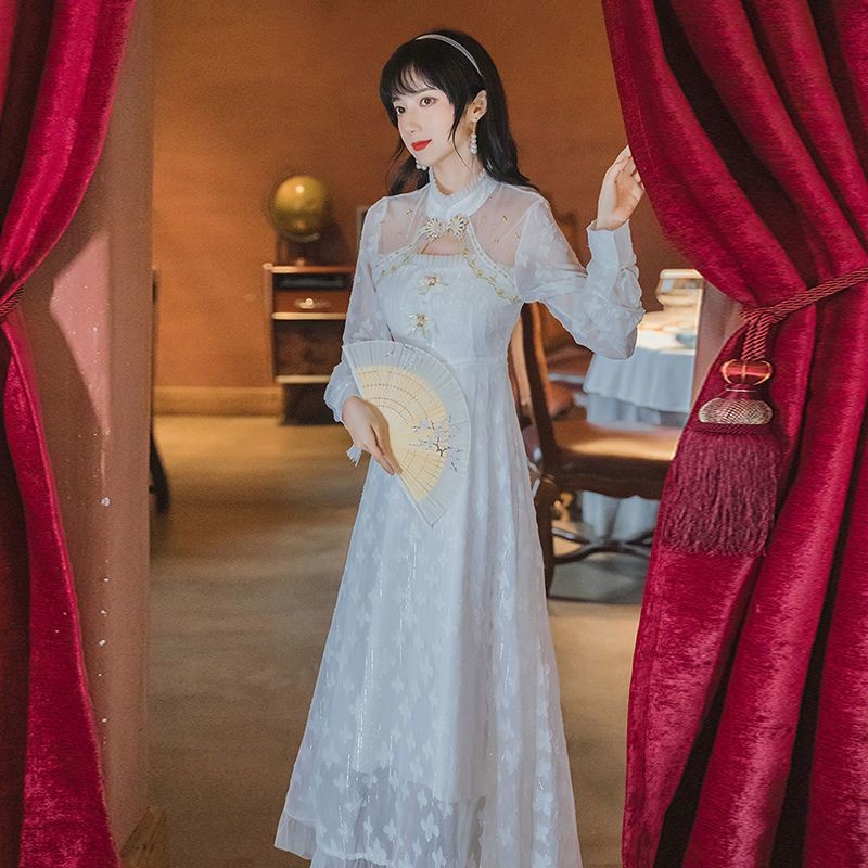 Girl Improved Cheongsam Young Dress New Super Fairy Slimming Long Mori Girl Style Fairy