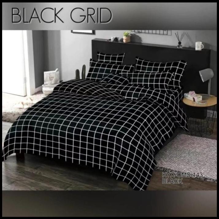 Sprei Set Kotak Hitam Kecil || Aesthetic Korea Series