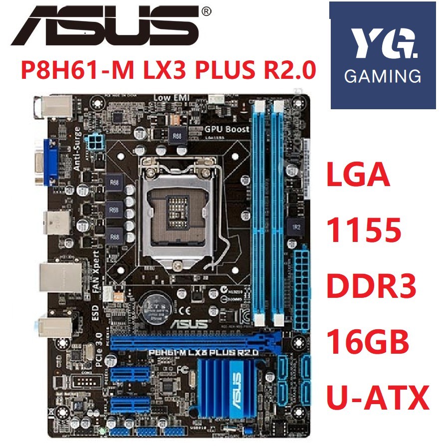 Asus P8H61-M LX3 PLUS R2.0 Desktop Papan Utama H61 Socket LGA 1155 I3 I5 I7 DDR3 16G Asli Digunakan 