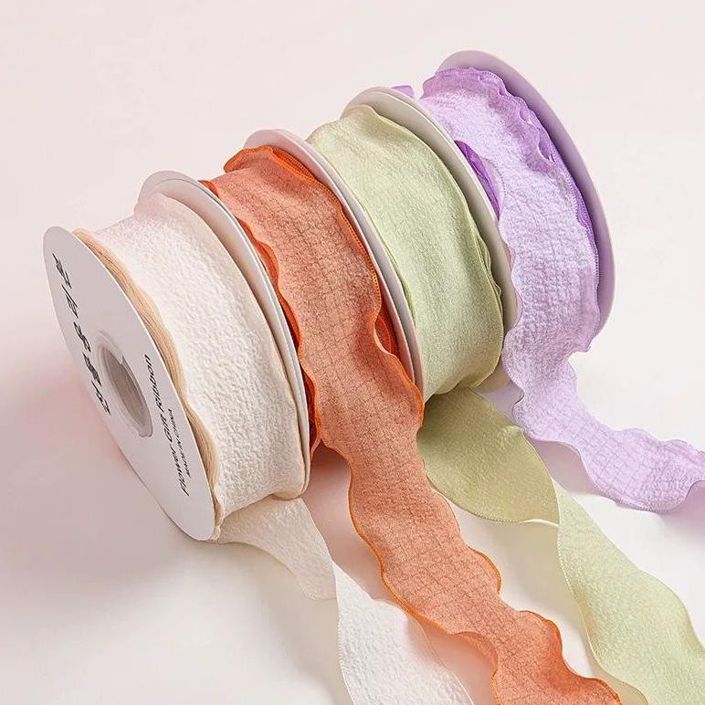 

BISA COD [1ROLL/9METER] Korea Ribbon Wave / Pita buket bunga / Pita kado / Flower bouquet ribbon roll TR24