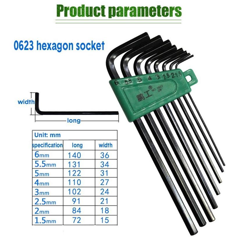 Kunci Set Kunci L / Kunci L Set / Kunci L Panjang Lengkap / Kunci L Motor 8 Piece Ball Point Hex Key