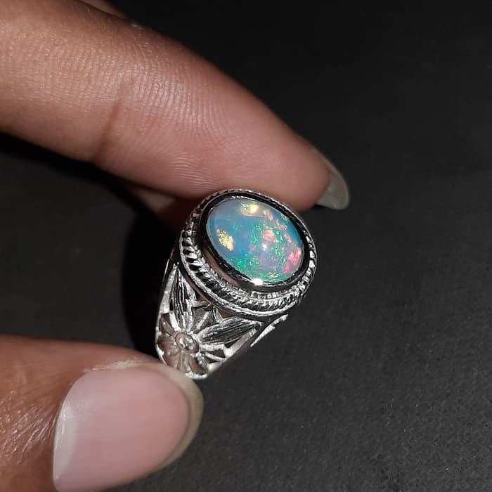 Ready Cincin Batu Permata Natural Opal Kalimaya Jarong Super Like Banten