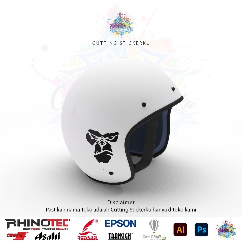 Cutting Stiker Ape Leader Variasi Motor Mobil Sticker Kaca Helm Monyet Kingkong Gorila Kera