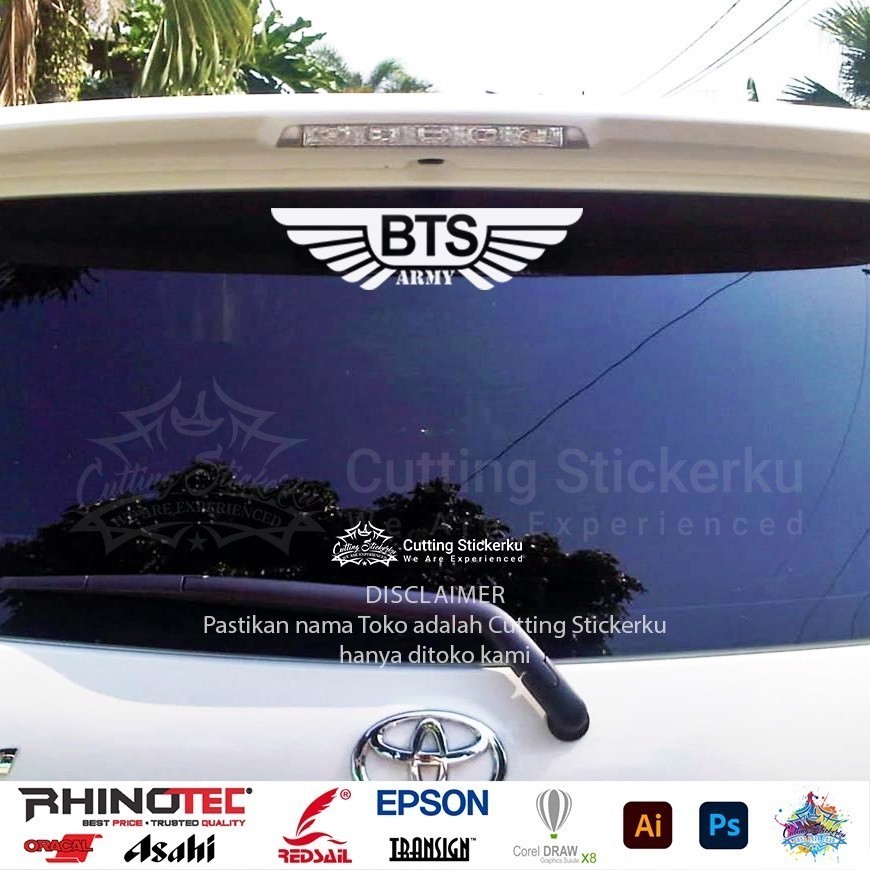 Cutting Stiker Emblem BTS Army Variasi Motor Mobil Sticker Timbul Keren Nyala Dasbor Spakbor Visor B