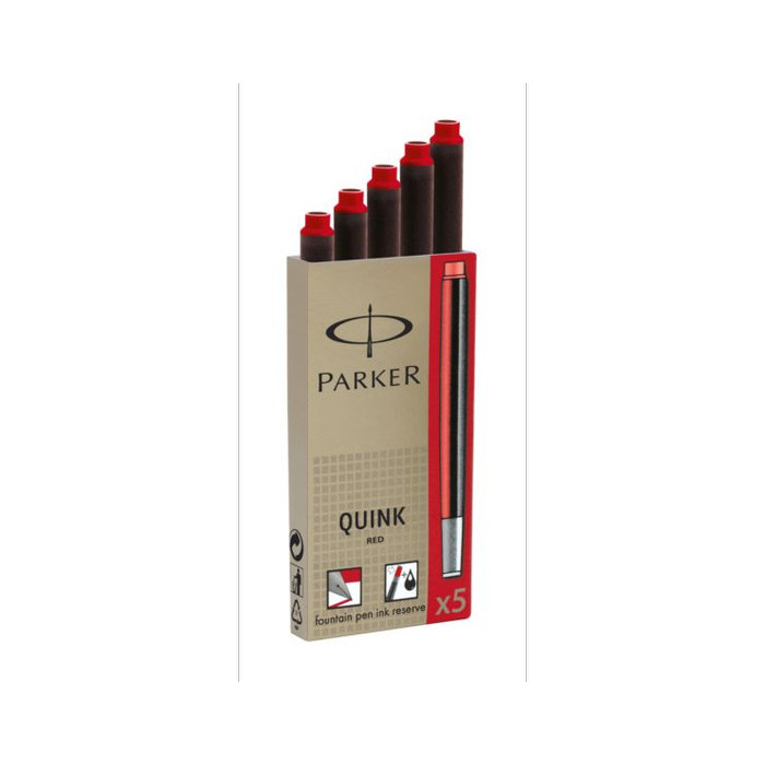 

PARKER QUINK FOUNTAIN PEN INK CARTRIDGE RED ISI 5 PCS